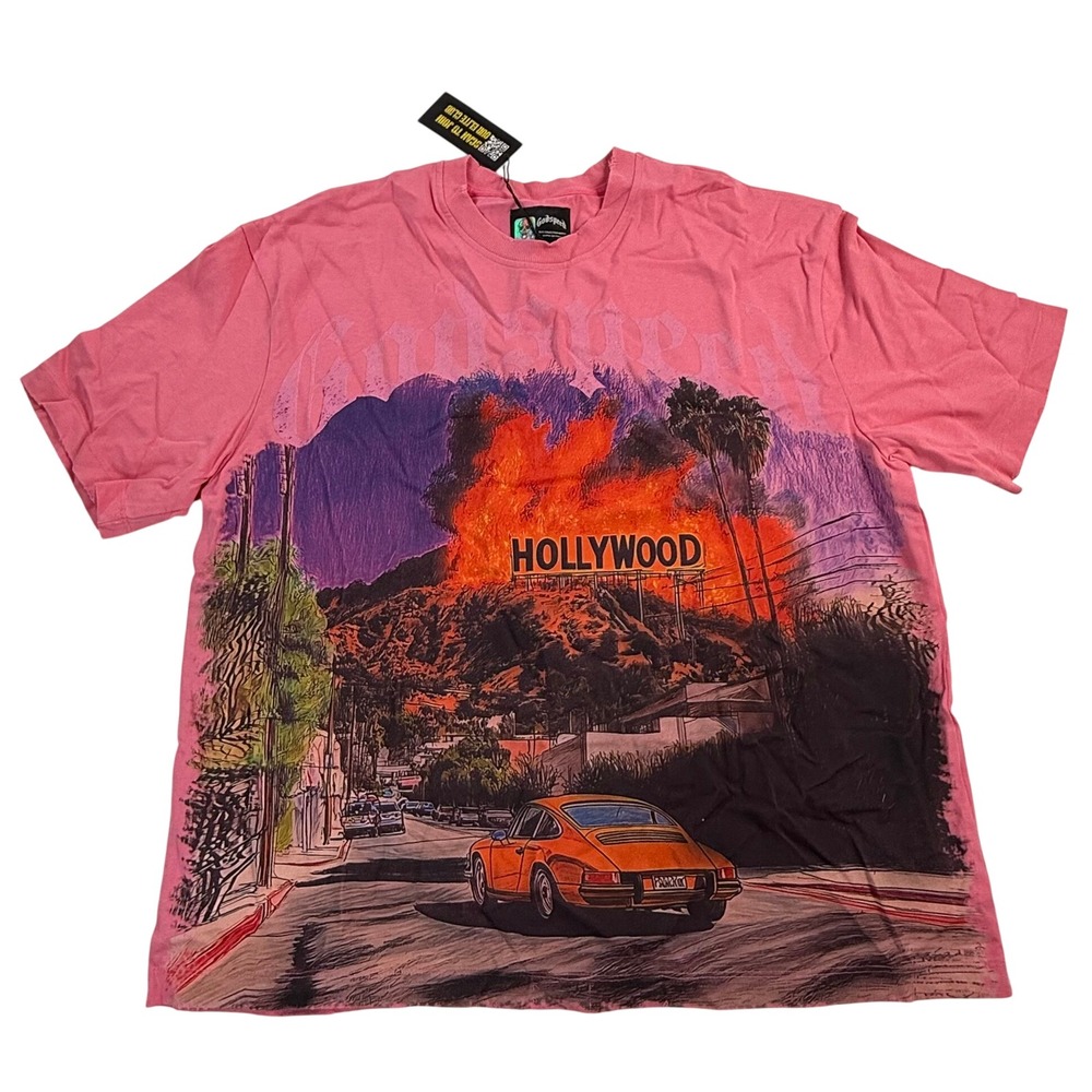 Godspeed Hollywood Burning Graphic T-Shirt Pink Limited Edition 281/444 Mens L